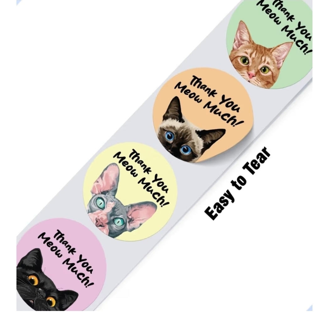 Cat-Themed Thank You Stickers - Picture 3 of 6